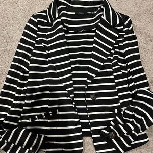 Poetry Black & White Striped Blazer Jacket